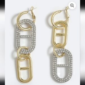 Emma Pills 14k goldplated EXTRA PILL EARRINGS Gold & Silver Tone Crystals 3" New